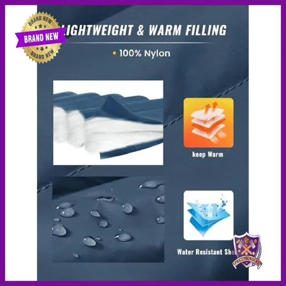 Men's Lightweight Puffer Vest with 5 Pockets, Water-Resistant, Full Zip - Picture 5 of 8